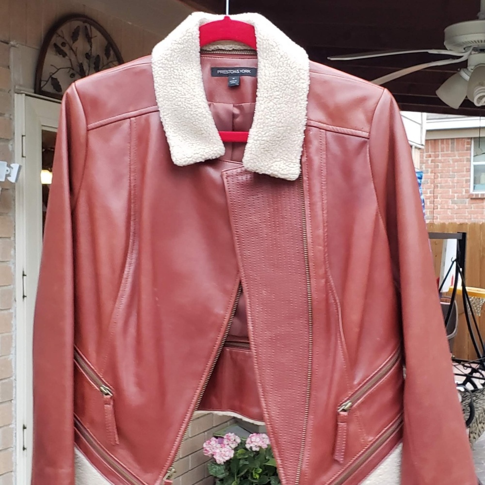 Preston York - red; Biker Lamb Leather Jacket